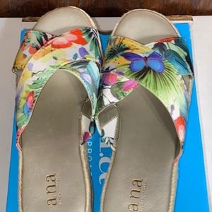 A.N.A Erin multi floral slip on’s